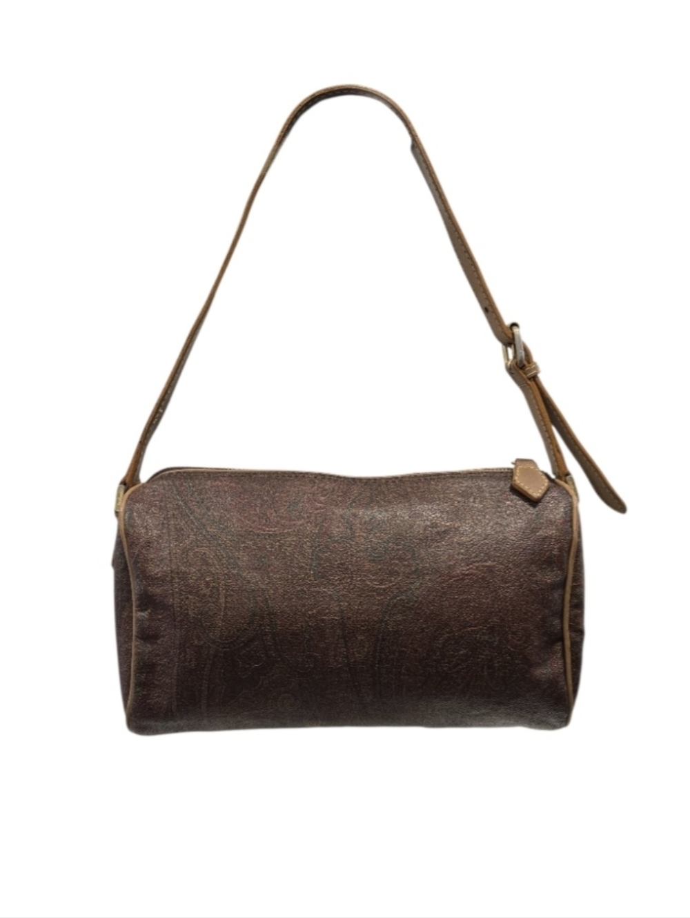 Etro Milano Authentic Paisley-Embossed Brown Leather Shoulder Bag With Dust Bag - Picture 4 of 13